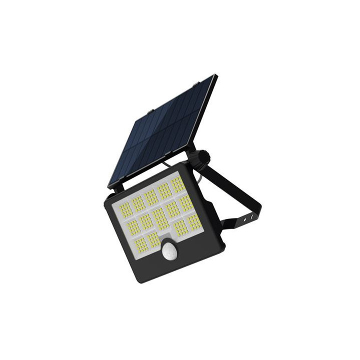 Elbat Foco Solar LED 50W - 1600LM - Luz Fria 6500K - Sensor de Movimiento - Deteccion de 3 a 5 Metros - IP65