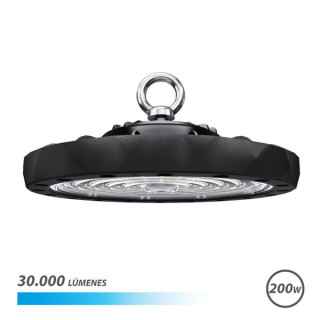 Elbat Lampara LED UFO de Techo - Potencia: 200W - Lumenes: 30000 - Luz Fria: 6500K - Ac 100-240V - Diametro: 32