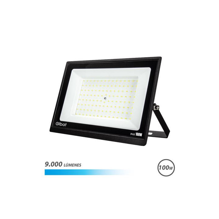 Elbat Foco LED Serie Super Slim 100W - 9000 Lumenes - 6500K Luz Fria - IP65 Para Uso en Exterior
