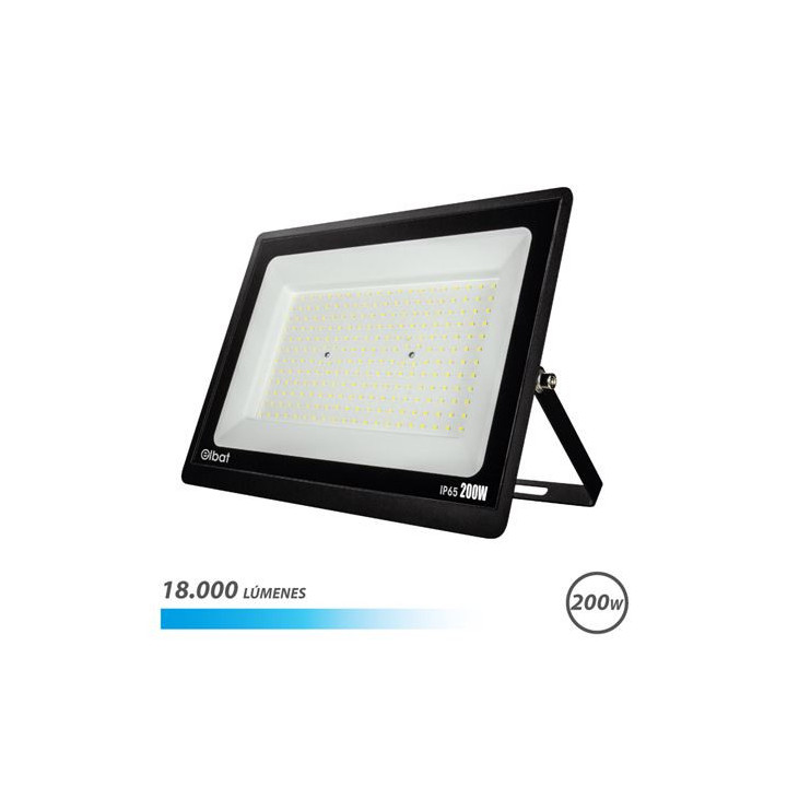 Elbat Foco LED Serie Super Slim 200W - 18000 Lumenes - 6500K Luz Fria - IP65 Para Uso en Exterior