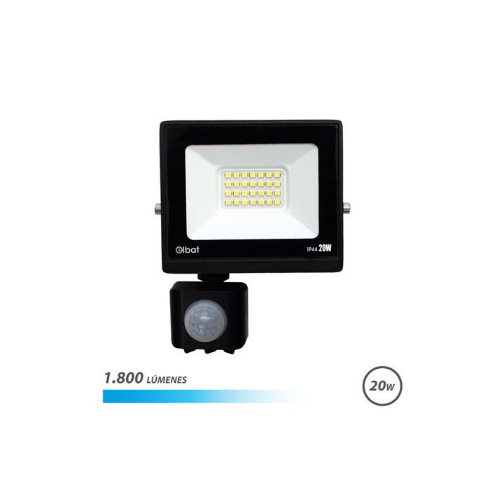Elbat Serie Slim Foco LED 20W con Sensor de Movimiento -  1800 Lumenes - 6500K Luz Fria - IP44