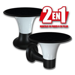 Elbat Serie Pro Farol LED Solar - 15W - 6000K/3000K - 2200 Lumenes - Sensor - Montaje en Pared o Sobre Pilar - Color Negro