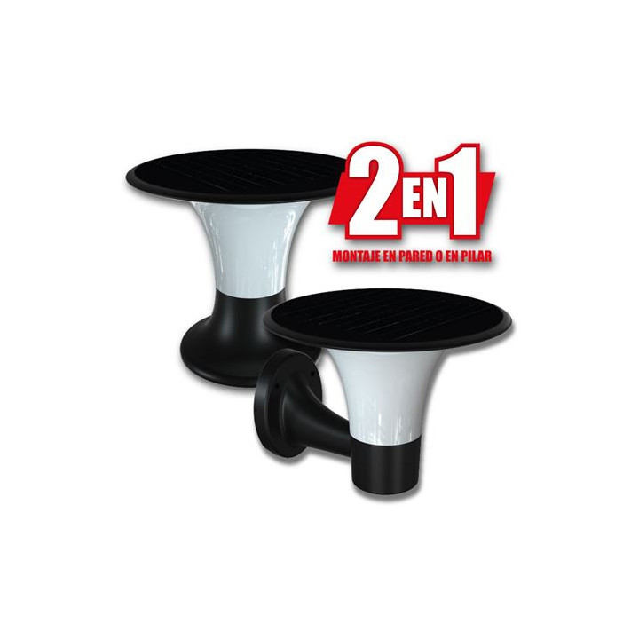 Elbat Serie Pro Farol LED Solar - 15W - 6000K/3000K - 2200 Lumenes - Sensor - Montaje en Pared o Sobre Pilar - Color Negro