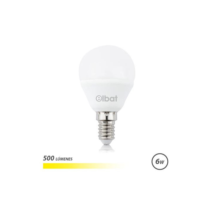 Elbat Bombilla LED G45 6W 500LM E14 Luz Calida - 3000K - Color Blanco