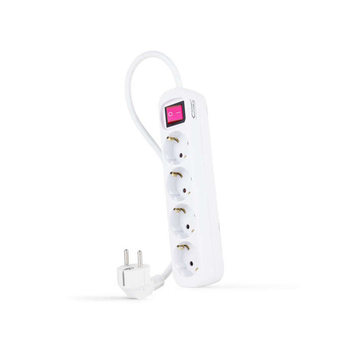 Nanocable Regleta de Proteccion con 4 Shuckos - Cable de 1.40m - Interruptor On/Off - Color Blanco