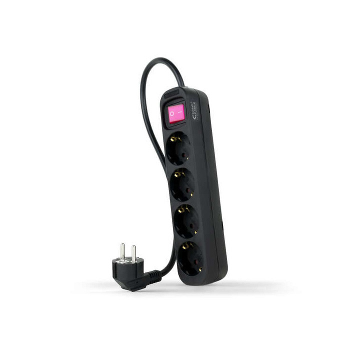 Nanocable Regleta de Proteccion con 4 Shuckos - Cable de 1.40m - Interruptor On/Off - Color Negro