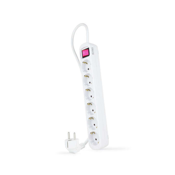 Nanocable Regleta de Proteccion con 6 Shuckos - Cable de 1.40m - Interruptor On/Off - Color Blanco