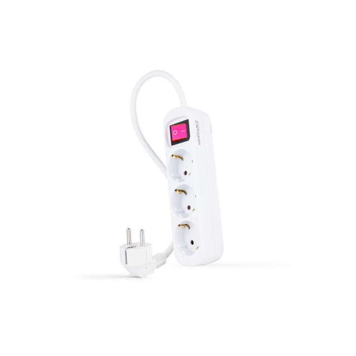 Nanocable Regleta 3 Tomas Interruptor 1.4m - Color Blanco