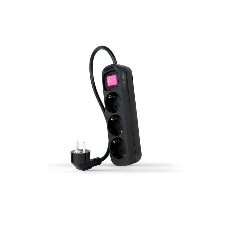 Nanocable Regleta 3 Tomas Interruptor 1.4m - Color Negro