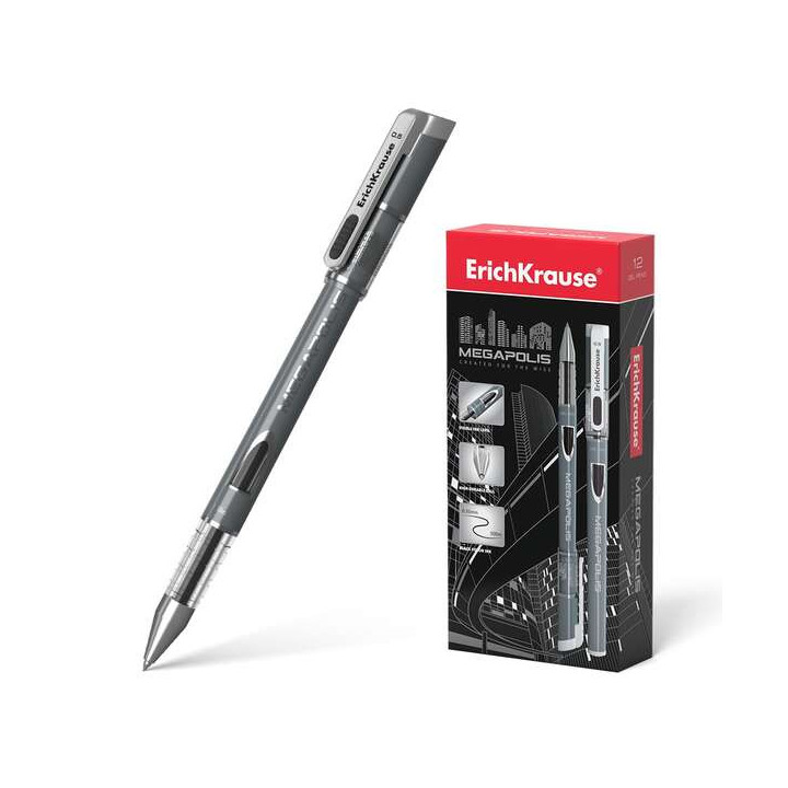 Erichkrause Megapolis Gel Boligrafo Tinta Gel - Punta de 0.5mm - Cuerpo Redondo Opaco - Ventanilla de Control de Tinta - Color