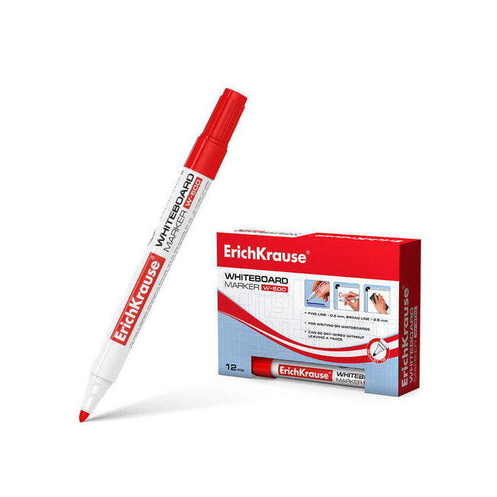 Erichkrause W-500 Rotulador para Pizarra Blanca - Punta en Forma de Bala - Trazo de 0.8 a 2.5mm - Tinta a Base de Alcohol - Col
