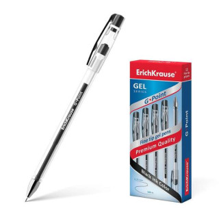 Erichkrause Boligrafo de Gel G-Point - Tinta de Gel de Secado Rapido - Cuerpo Transparente con Grip Perfilado Triangular - Punt