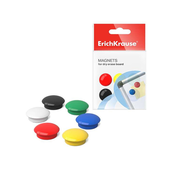 Erichkrause Pack de 12 Imanes - 2cm - Fijacion en Pizarras y Superficies Metalicas