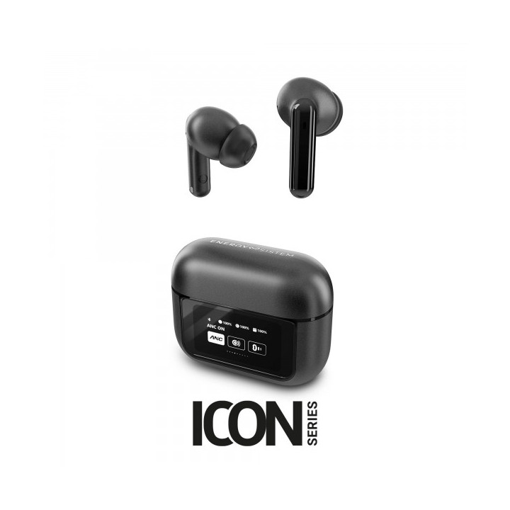 Energy Sistem Auriculares True Wireless - Pantalla en Estuche - ANC - Modo Transparencia - Baja Latencia - IPX5 - 30h de Reprod