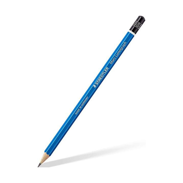 Staedtler Mars Lumograph 100 Lapices de Grafito Hexagonal - Mina 10H - Resistencia a la Rotura - Madera de Bosques Sostenibles