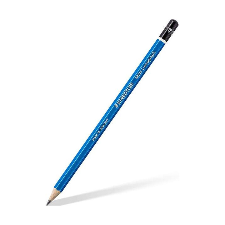 Staedtler Mars Lumograph 100 Lapiz de Grafito Hexagonal - Mina 4B - Resistencia a la Rotura - Madera de Bosques Sostenibles