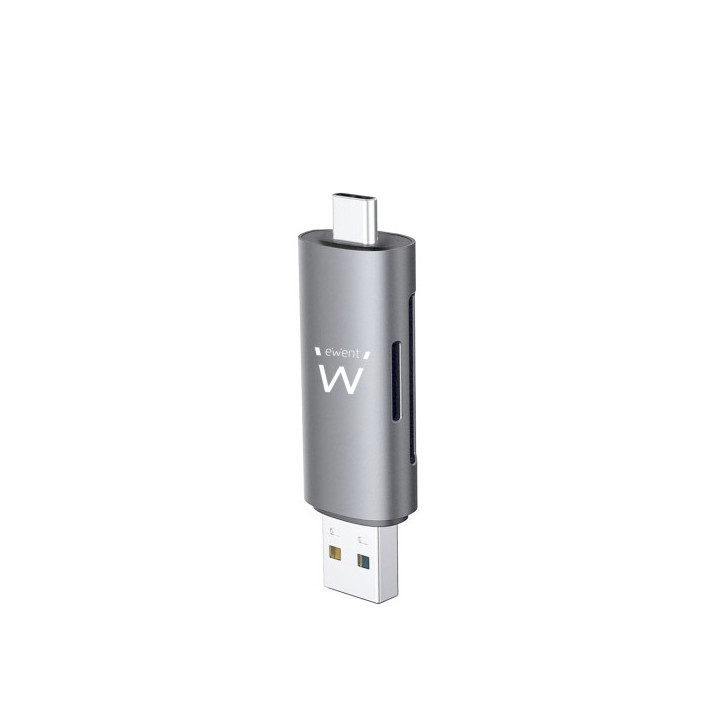 Ewent EW1075 Lector de Tarjetas Compacto USB 3.2 Gen1 (USB 3.0) con Conector USB C y USB A