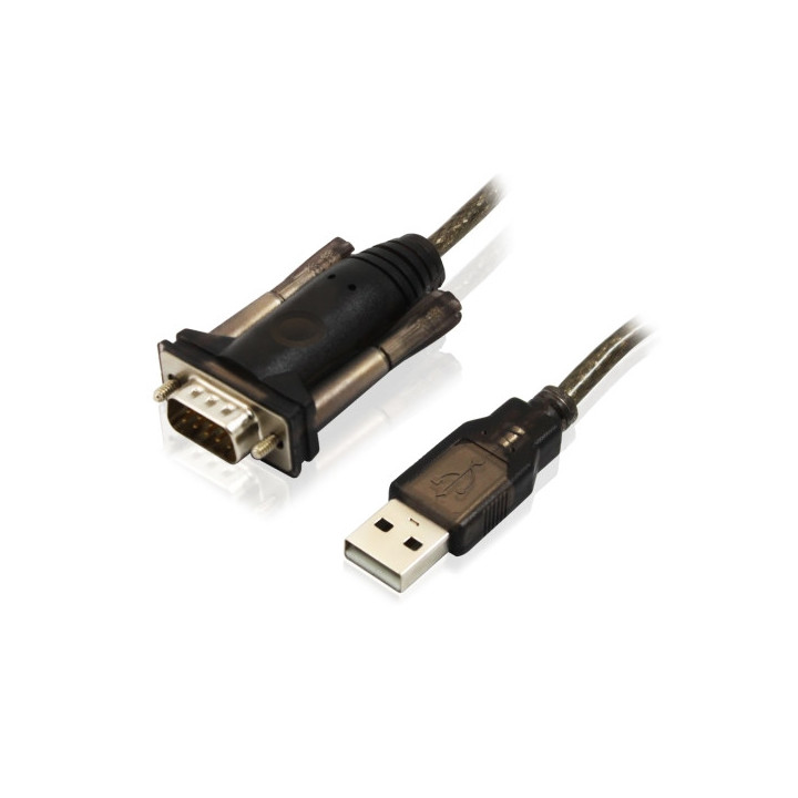 Ewent Cable Serie Modem RS232 Macho a USB Macho - Cable de 1.5m - Color Negro/Transparente