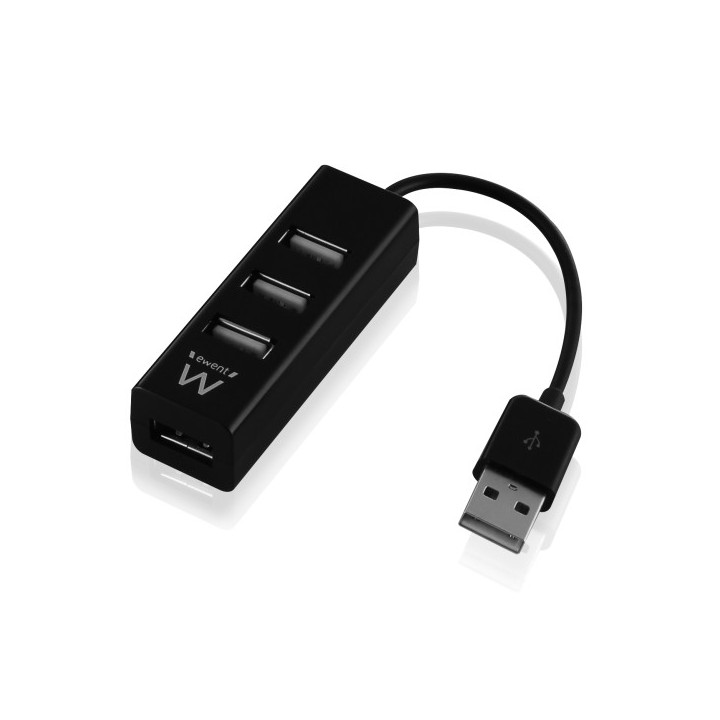 Ewent Hub USB2.0 de Alta Velocidad - USB-A de 4 Puertos - Color Negro
