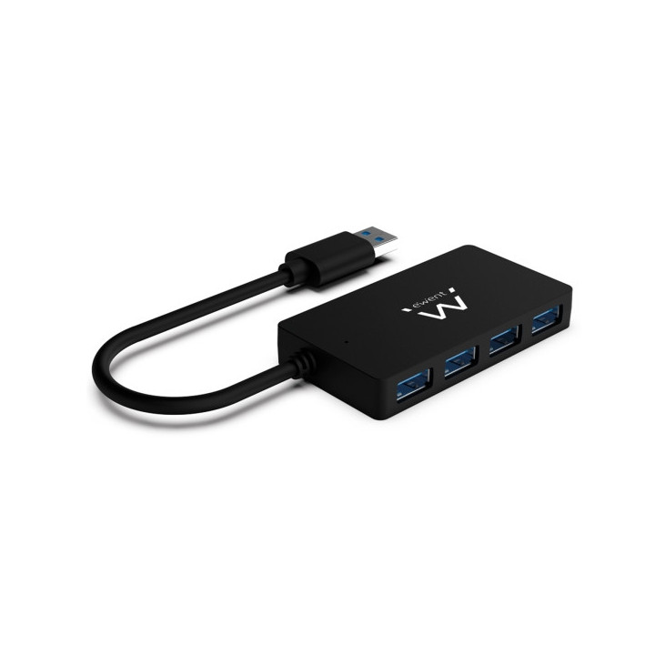 Ewent Hub USB3.2 Gen 1 USB-A de 4 Puertos - Alimentado por USB - Color Negro
