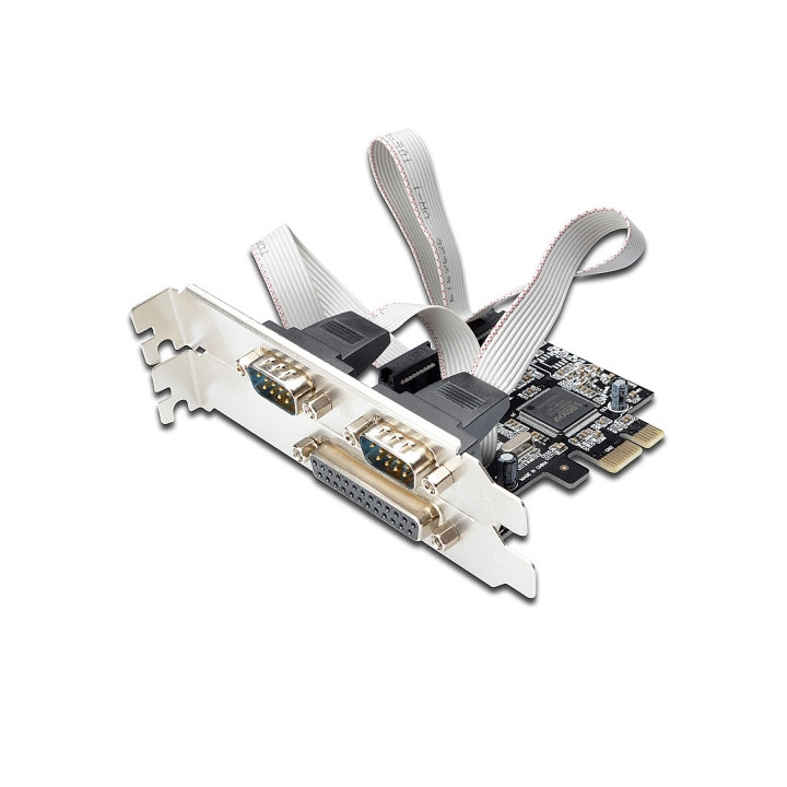 Ewent Tarjeta de Interfaz PCI-Express - Combo Conexion en Serie y en Paralelo - 2xD-sub 9 Macho - 1x D-sub 25 Hembra - Color Al