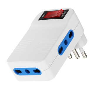 Ewent Regleta de 3 Tomas de Pared - 3x Tomas Italianas Tipo L/ Schuko de 10/16A - 3x Tomas Tipo L de 10/16A - Interruptor On/Of