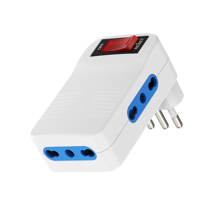 Ewent Regleta de 3 Tomas de Pared - 3x Tomas Italianas Tipo L/ Schuko de 10/16A - 3x Tomas Tipo L de 10/16A - Interruptor On/Of