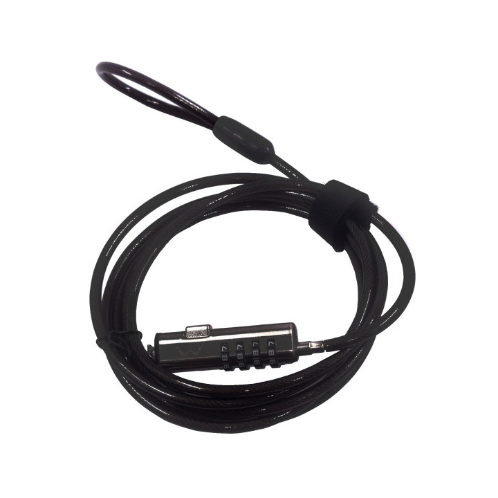 Ewent Cable de Seguridad para Portatiles con Ranura Nano - Candado de Combinacion Numerica - Cable de Acero - Cobertura de Vini
