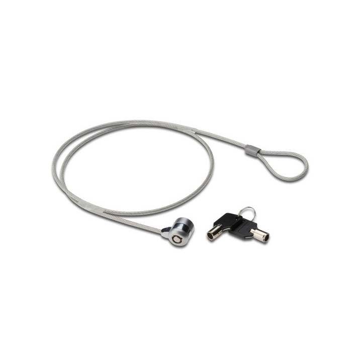 Ewent Cable de Seguridad para Portatil con Llave - 2 Llaves - Cable de Acero - 1.5m de Longitud - Color Acero