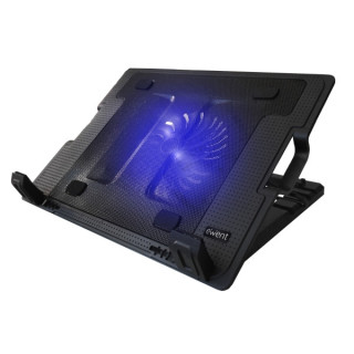 Ewent Soporte para Portatil - Ventilador Grande Silencioso hasta 17" - 2 Puertos USB - Color Negro