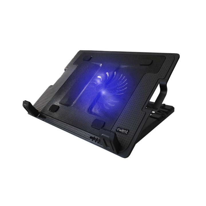 Ewent Soporte para Portatil - Ventilador Grande Silencioso hasta 17" - 2 Puertos USB - Color Negro