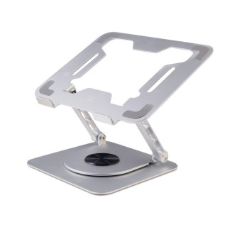 Ewent Soporte de Sobremesa para Portatil - Aluminio - Rotacion 360 - Ajustable - Base Antideslizante - Ajustable - Plegable - C