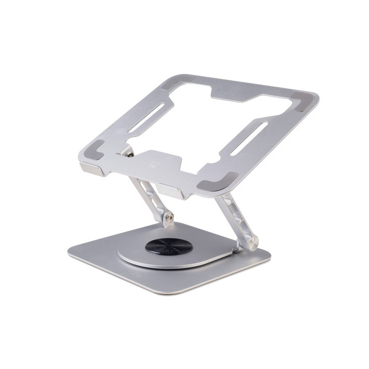 Ewent Soporte de Sobremesa para Portatil - Aluminio - Rotacion 360 - Ajustable - Base Antideslizante - Ajustable - Plegable - C