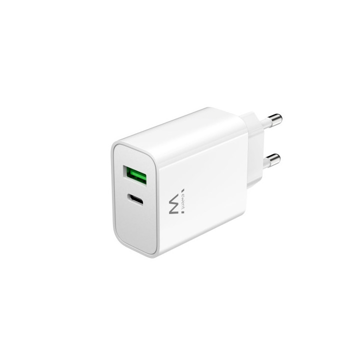 Ewent Cargador USB-C 30W - Carga Rapida y Segura - 1x USB-A - Color Blanco