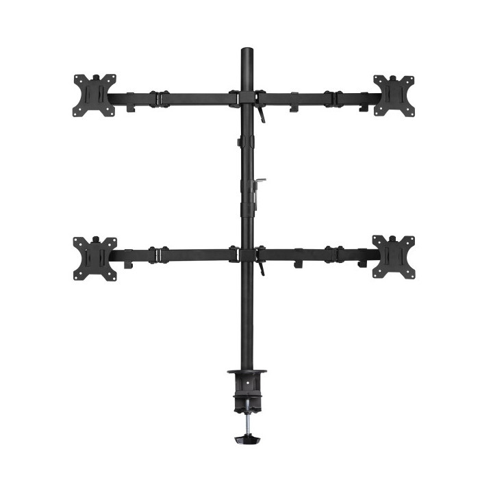 Ewent EW1514 Soporte de Mesa con Brazo Articulado para 4 Monitores de 10"-32" - Giratorio - Gestion de Cables - Peso Max 8kg -