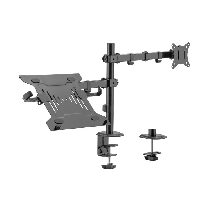 Ewent Soporte de Escritorio para 1 Monitor y 1 Portatil 34"- hasta 9 kg - Color Negro