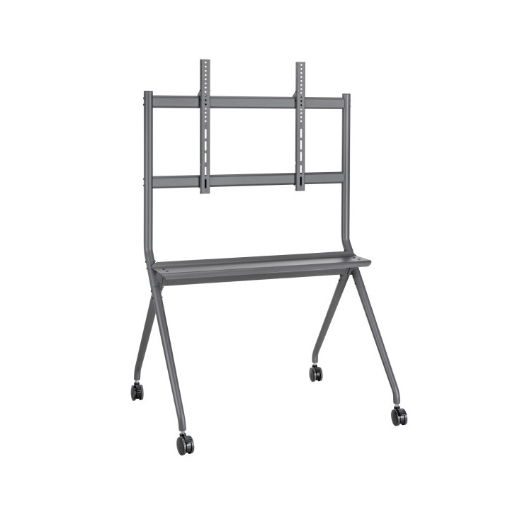 Ewent Soporte de Suelo para TV hasta 86" - Bandeja Auxiliar - Altura Ajustable - Gestion de Cables - VESA Maximo 800x600 - Peso