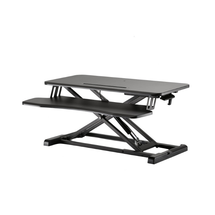 Ewent Soporte Elevador para Monitor - Amplia Superficie de 80x40cm - Altura Ajustable - Resorte de Gas - Bandeja para Teclado -