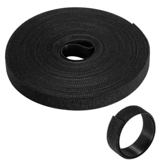 Ewent Hoop and Loop Tira Organizadors de Cables Nylon - Sujeccion de Velcro - 10m - 15mm - Color Negro