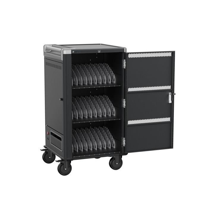 Ewent EW1700 Armario de Carga - 30 Dispositivos - Sistema de Carga Inteligente - Color Negro