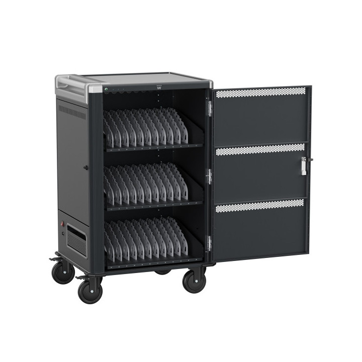 Ewent EW1701 Armario de Carga - 36 Dispositivos - Sistema de Carga Inteligente - Color Negro