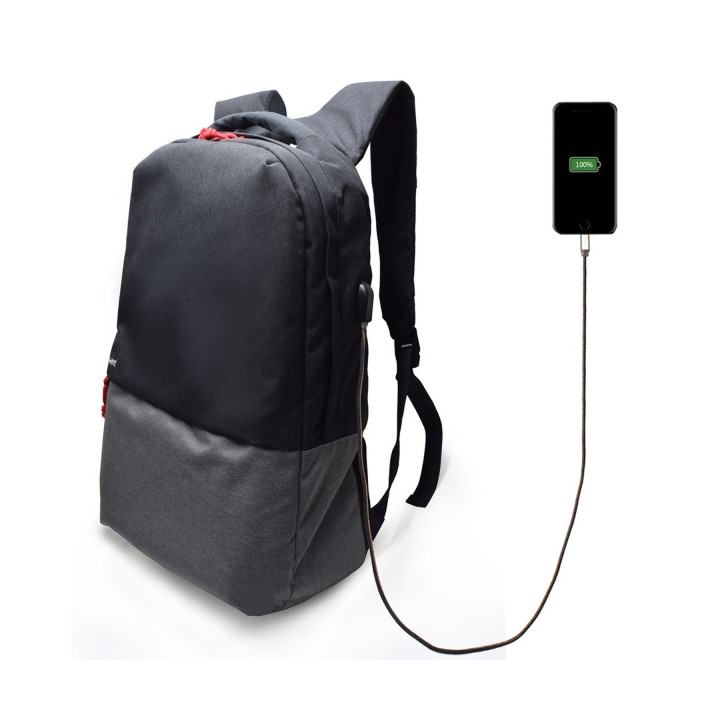 Ewent EW2529 Mochila para Portatil hasta 17" - Puerto de Carga USB - a Prueba de Agua - Color Negro