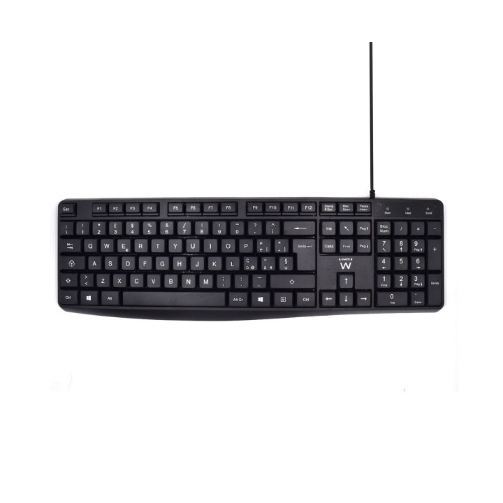 Ewent Teclado con Cable USB - Disposicion Italiana QWERTY IT - Cable de 1.35m - Teclas de Bajo Perfil y Silenciosas - Color Neg