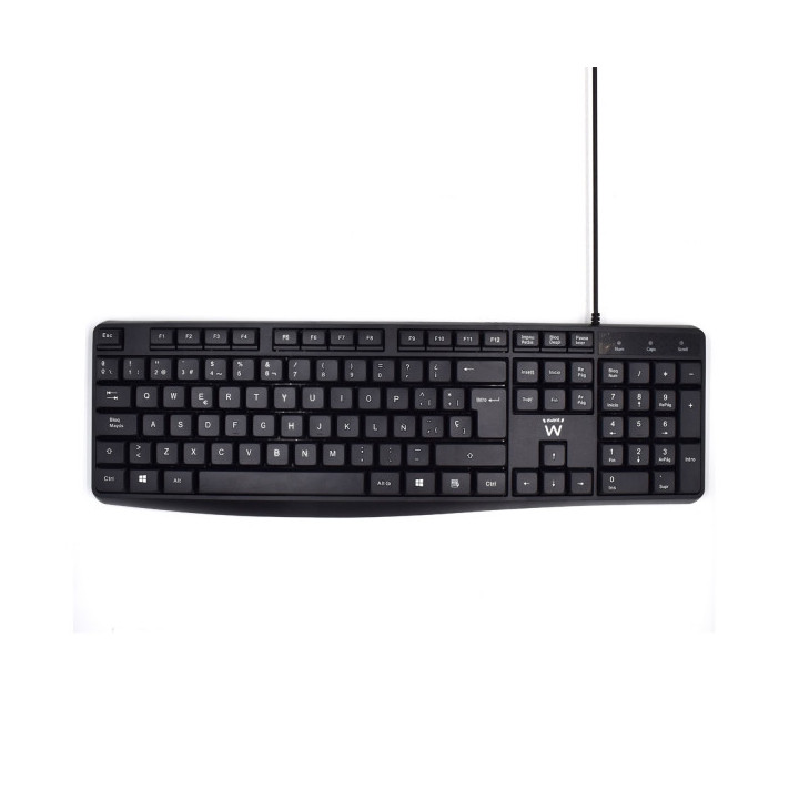Ewent Teclado con Cable de Oficina - 104 Teclas - Cable USB-A de 1.35m - Color Negro