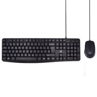 Ewent Pack Teclado + Raton para Oficina - Teclas Silenciosas de Perfil Bajo - 1000dpi - Disposicion Portuguesa QWERTY PT - Cabl