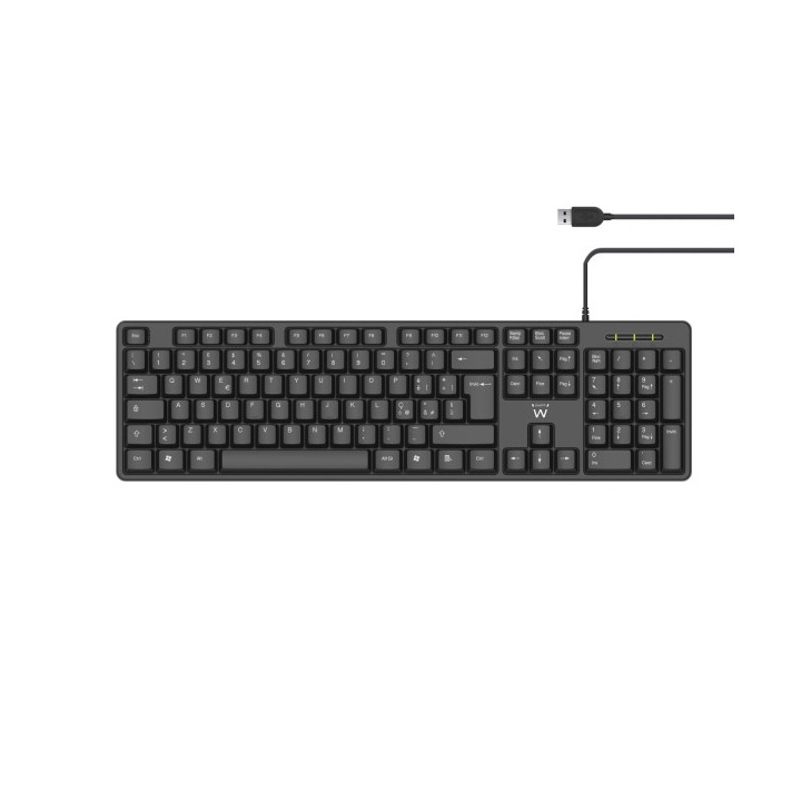 Ewent Teclado con Cable USB - Perfil Delgado - Disposicion Italiana QWERTY IT - Plastico ABS - Cable de 1.35m - Color Negro