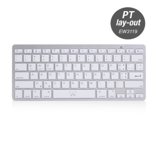 Ewent Teclado de Viaje - Modo Ahorro de Energia - Bluetooth 3.0 - Disposicion Portuguesa QWERTY PT - Alcance hasta 10m - Color