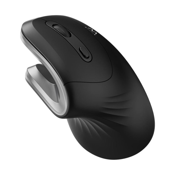 Ewent Raton Inalambrico - Ergonomico - Agarre Vertical - 1000dpi - USB-A 2.4Ghz - 3 Botones - Color Negro/Gris