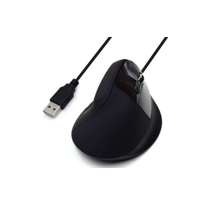 Ewent Raton Ergonomico Vertical USB 1800dpi - 5 Botones - Uso Diestro - Cable de 1.23m - Color Negro