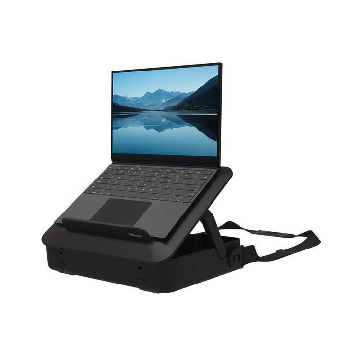 Fellowes Maletin de Doble uso para Ordenador - Elevable a 5 Alturas - Incluye Asa y Correa - Materiales 100% Reciclados